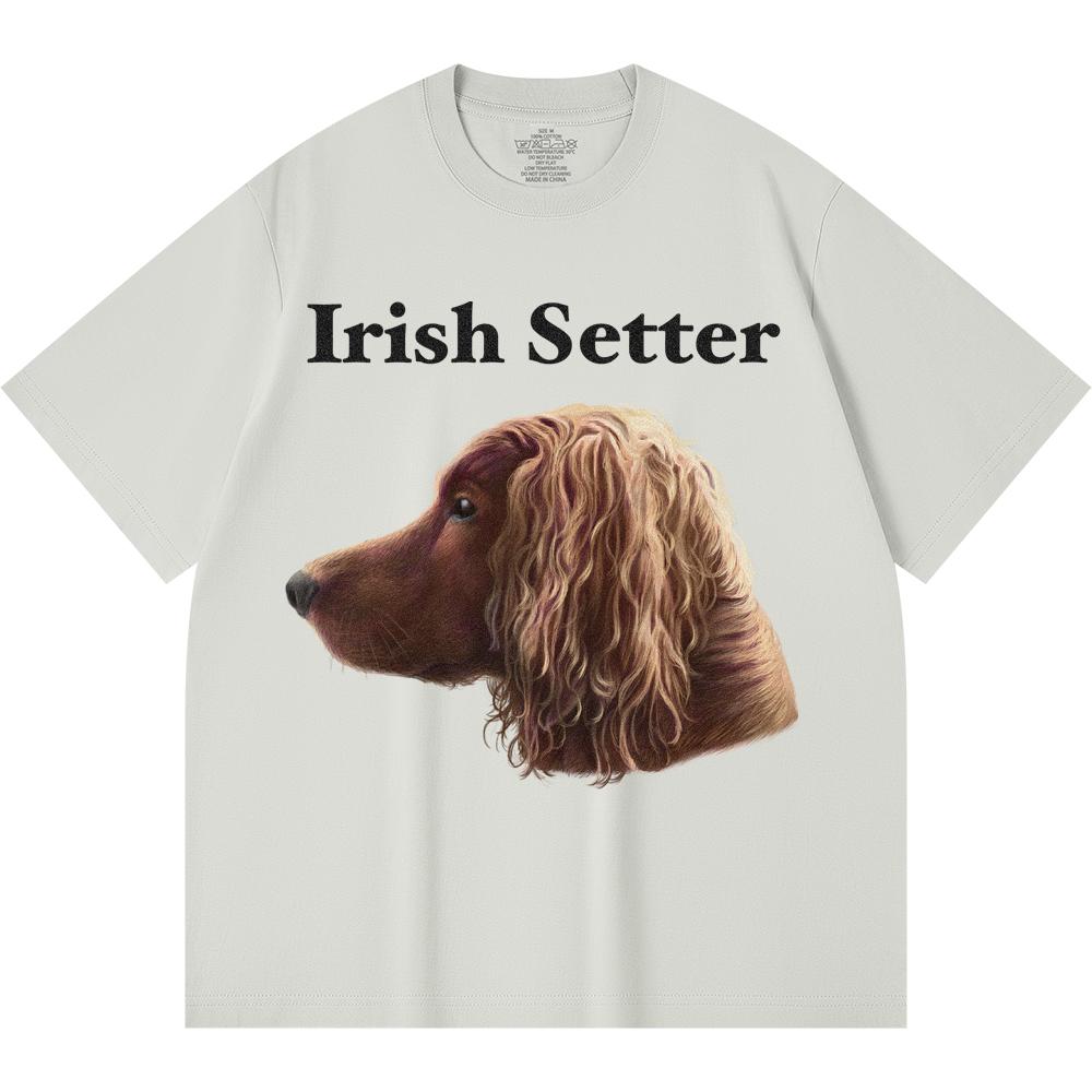 230GSM 100% Cotton T-Shirt Irish Setter Print Tees Funny Harajuku Style Combed Cotton Tshirt