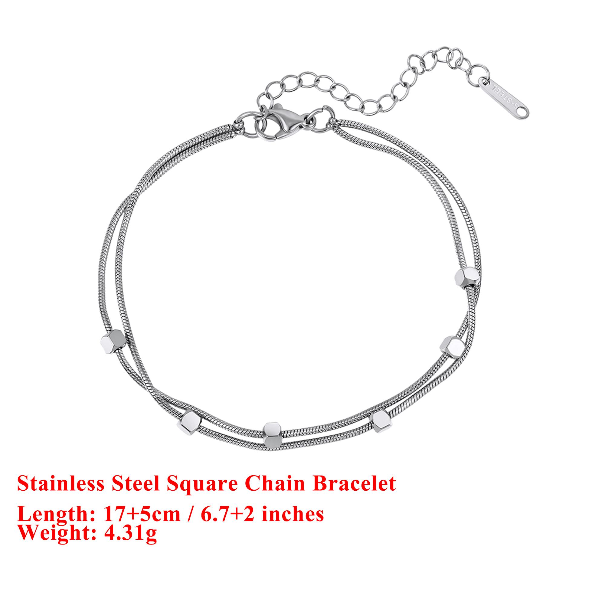 

EFFIE QUEEN Stainless Steel 18k Gold Square Chain Bracelet Simple Jewelry for Women, Men Banquet Party Hand Accessory STCB08 серебряный