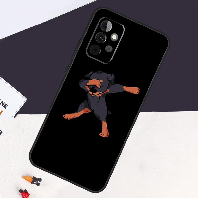 Cartoon Rottweiler Dog Case For Samsung Galaxy A22 A16 A33 A36 A56 A26 A15 A55 A53 A35 A32 A52 A54 A34 A14 A05 A06