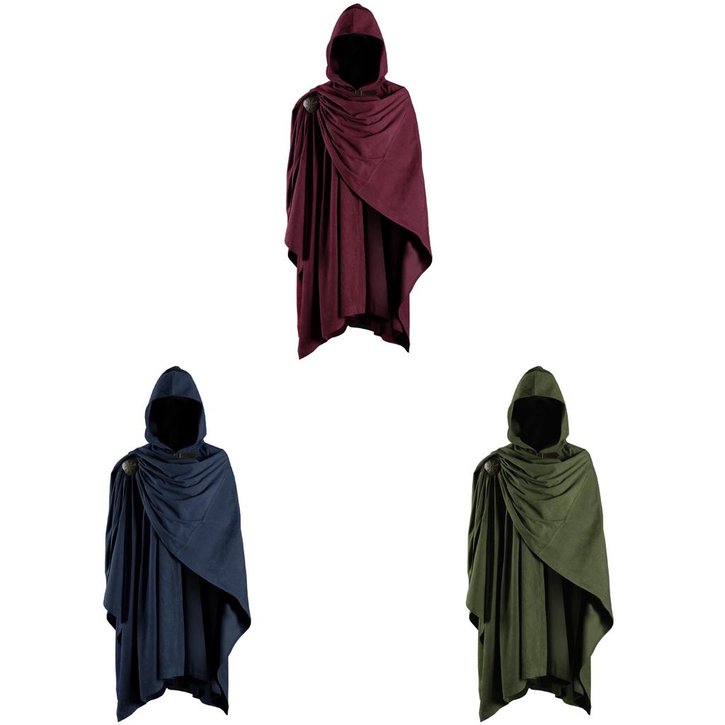 Mantello Medievale in Velluto con Spilla Regolabile per Costumi Fantasy Role Play
