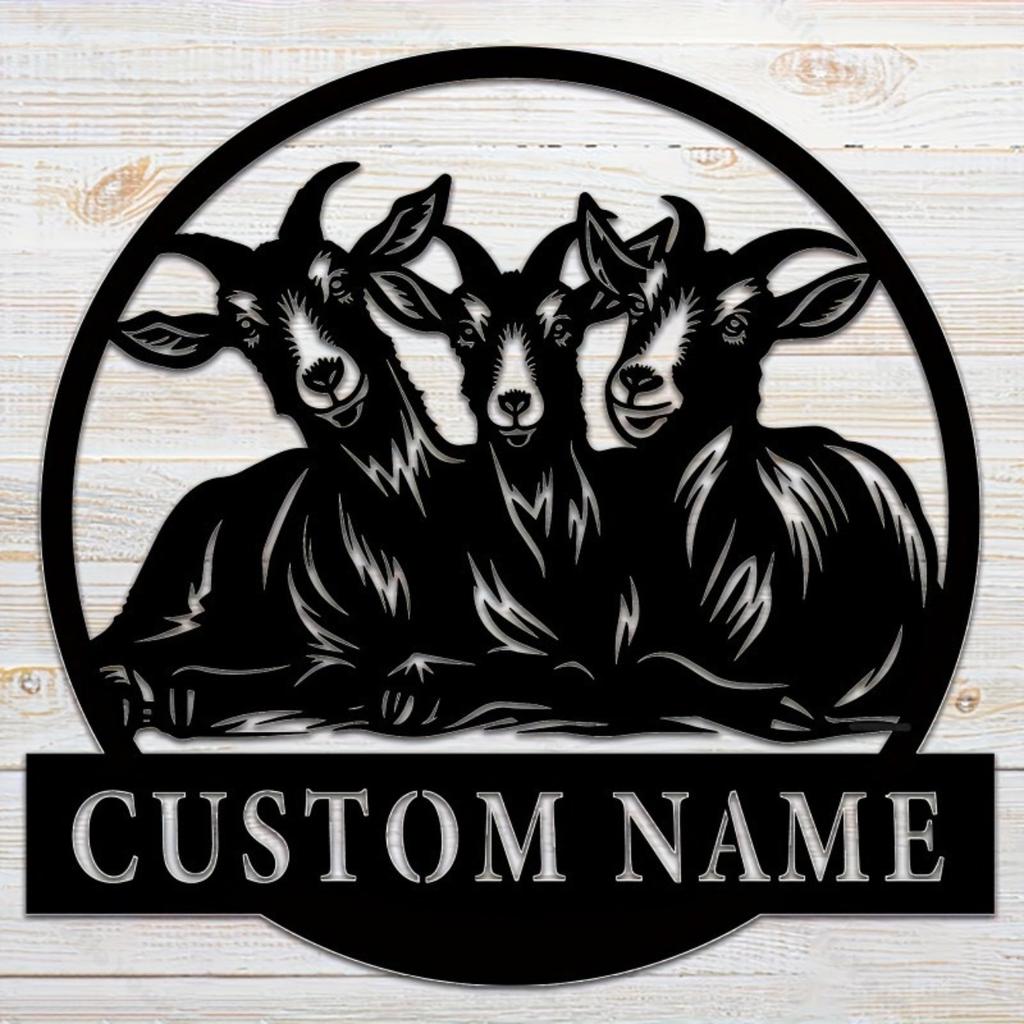 Customizable Decorative Metal Sign Three Little Sheep Silhouette Fairy Tale Surname Garden Decor Hot Sale