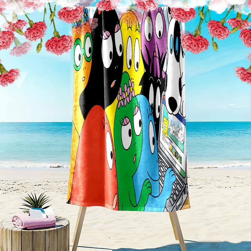Barbapapa Family Print Beach Towel, Large Soft Quick Dry Towel for Beach Camping Swimming