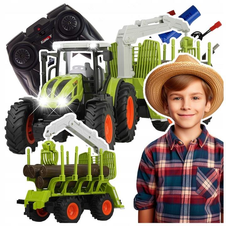 Duży Traktor Z Przyczepą Ciągnik Zdalnie Sterowany Pilot R/C Na Akumulator