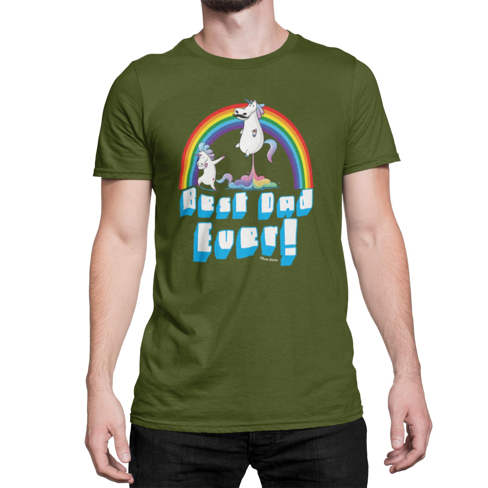 Mens Christmas Gift for Dad T-Shirt Mens Womens Tees Top Best DAD Ever Unicorn Eco Friendly Father S