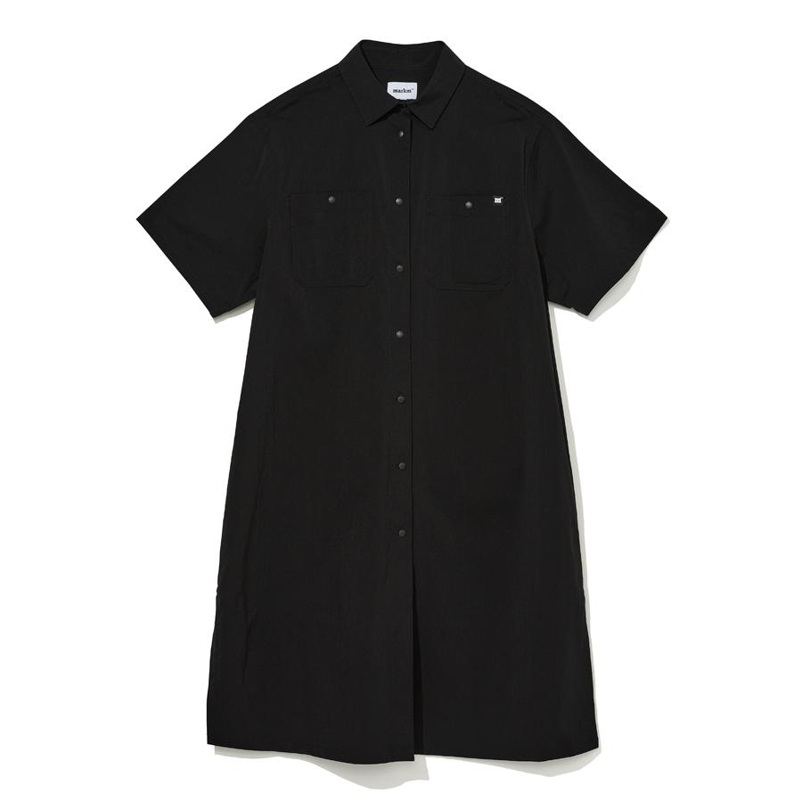 MARKM Women'S Nylon Pocket Short Sleeve Shirt Dress (Mibac5554)