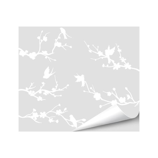 Bird Deterrent Window Clings White Spring Tree Branch Birds Hanging Vines Butterflies Static Glass Decals for Home Classroom Office Party Decoration
