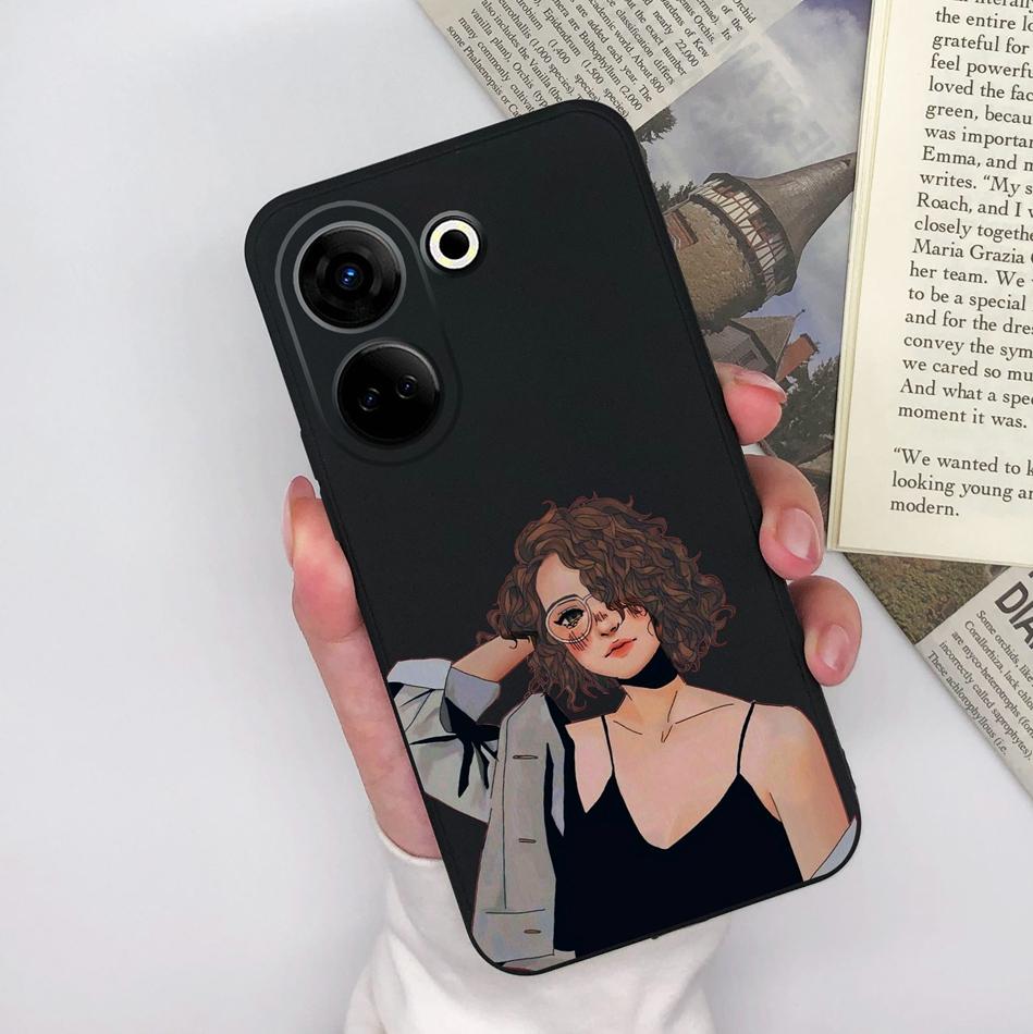 For Tecno Camon 20 Pro 4G 5G Phone Cases Cute Design Matte Silicone Shockproof Black Cover For Tecno Camon20 20Pro Bumper Capa