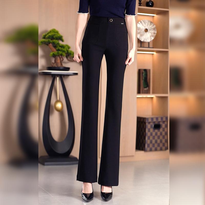 

Women s 2026 Winter High Waist Velvet Flare Pants - Slimming, Elastic, Micro Flare for Middle-Aged Women Black Spring/Autumn, Tall (160-173cm)