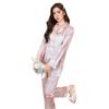 1011 Korean version of high-end lace ice silk pajamas women's long-sleeved trousers light luxury thin loungewear two-piece set