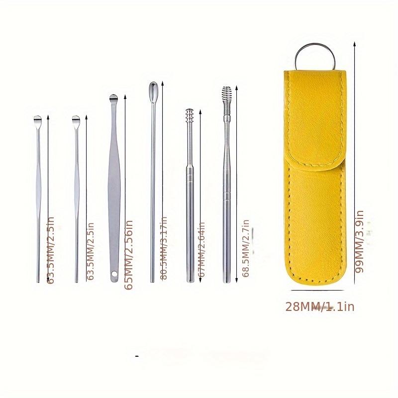 6pcs/Set Stainless Steel Cleaning Ear Tools, Portable Travel-Friendly Cleaning Ear Spoon, Manual Cleaning Ear Tool Set