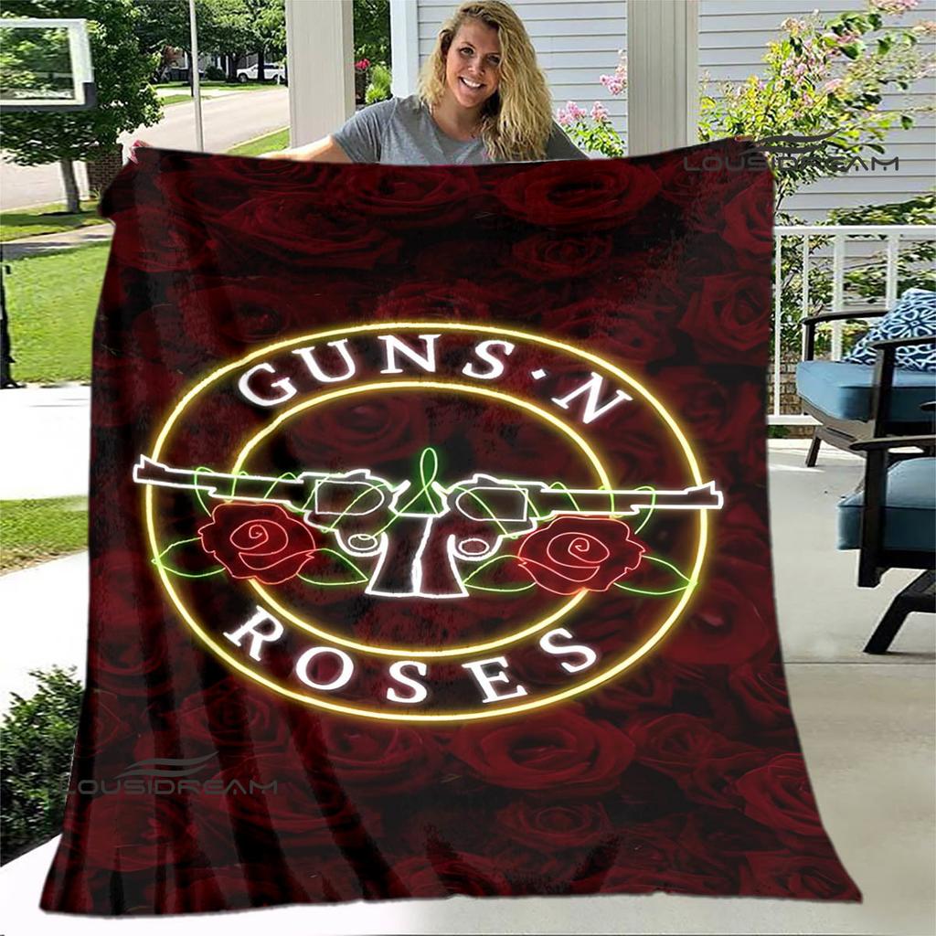 Guns n'roses band retro print blanket Flannel Soft Comfort Blanket Home Travel Blanket Kids Warm Blanket birthday gift