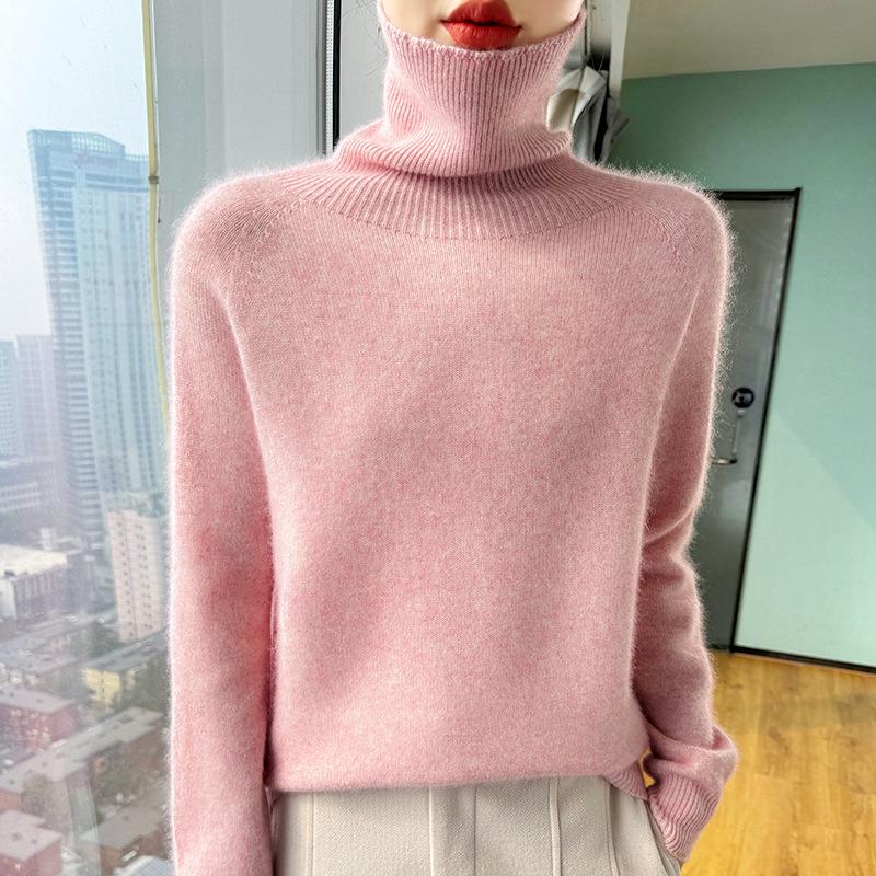Women's Cashmere High-Neck Sweater, 2025 Style: Thickened Saddle Shoulder, High-End Fashion, Loose Fit