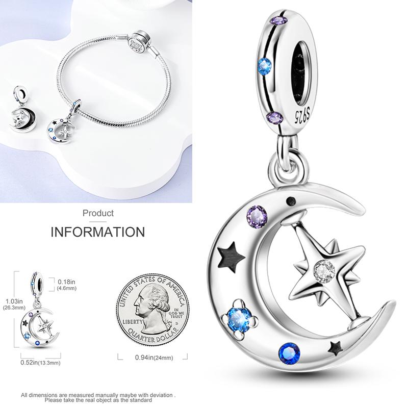 Charms Bead Copper Starlit Sky Moon Sun Earth Universe Charm Fit Bangle Bracelet Necklace Diy Jewelry