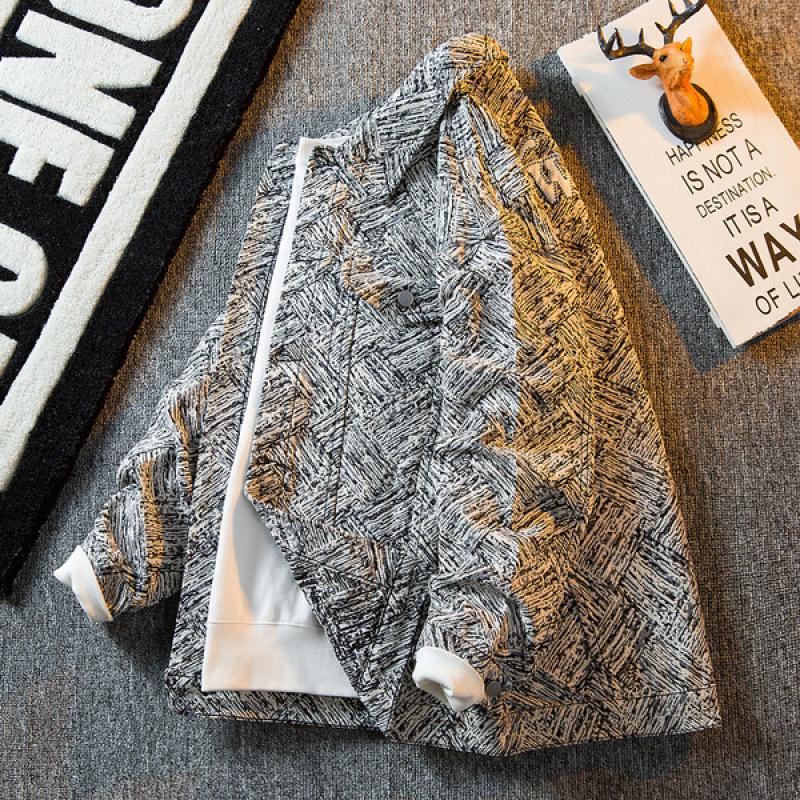 

Мужская клетчатая вышитая надпись Small Fragrant Casual Jacket Мужская уличная красивая джинсовая куртка High Street Top M