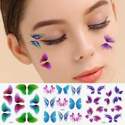 Watercolor Butterfly Tattoo with 2D Color Hand Back Chest Sticker Adult Female Body Art Tattoo Sticker