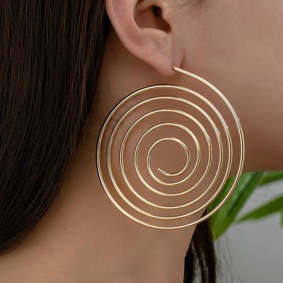 Mückenspirale Teller Ohrringe, Damen Retro Stil, Geometrischer Modeschmuck, Übertriebenes Gesicht, Dünne Ohrringe