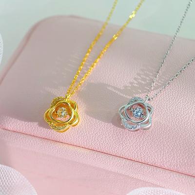 Light Luxury Hollow Out Rose Necklace, Feminine Style, Advanced Sense, Daily Commuter Neckchain