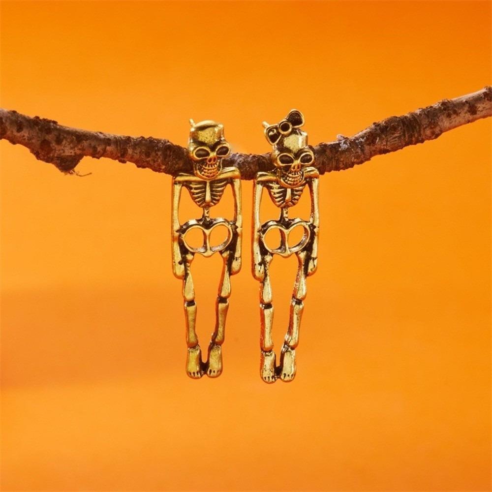 Zinc Zinc Alloy Halloween Drop Earrings Hip Hop Imitation Human Bone Earrings Skeleton Earrings  Couple