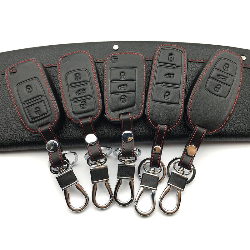 Genuine Leather Remote Control Car Key Cover Skin Case For Volkswagen Vw Touareg 3 Buttons Smart Key Protect Shell