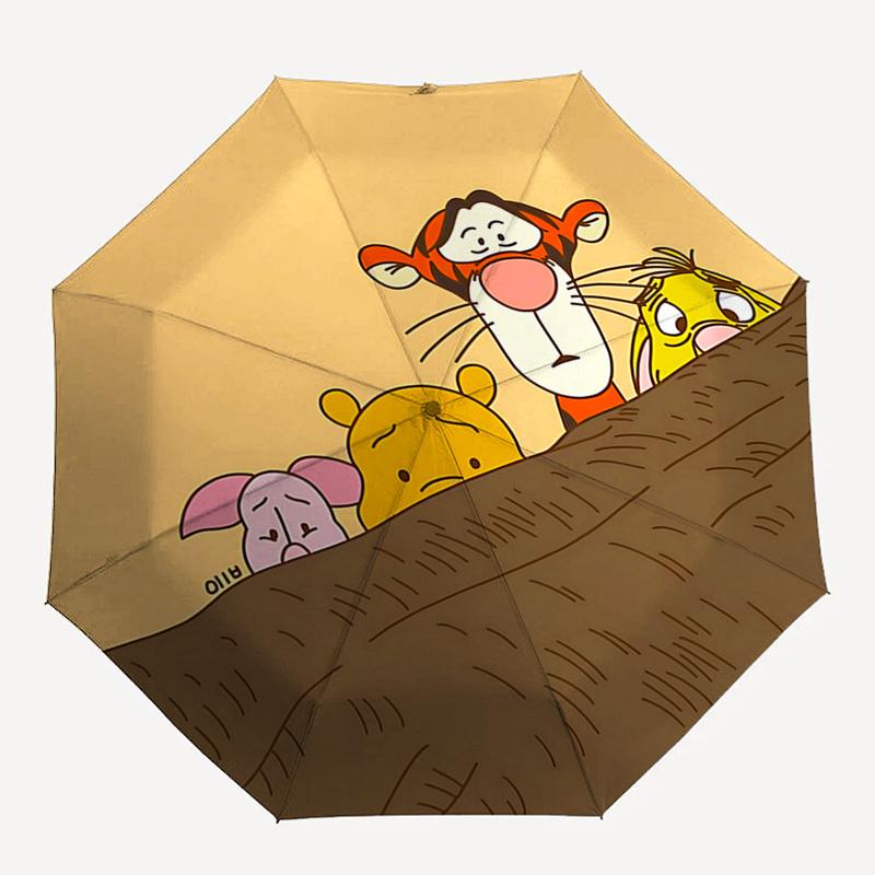 Winnie-the-Pooh Themed Automatic Opening and Closing Umbrella, Brightly Colored 8-rib Portable Umbrella, Suitable for Men and Women, A Perfe