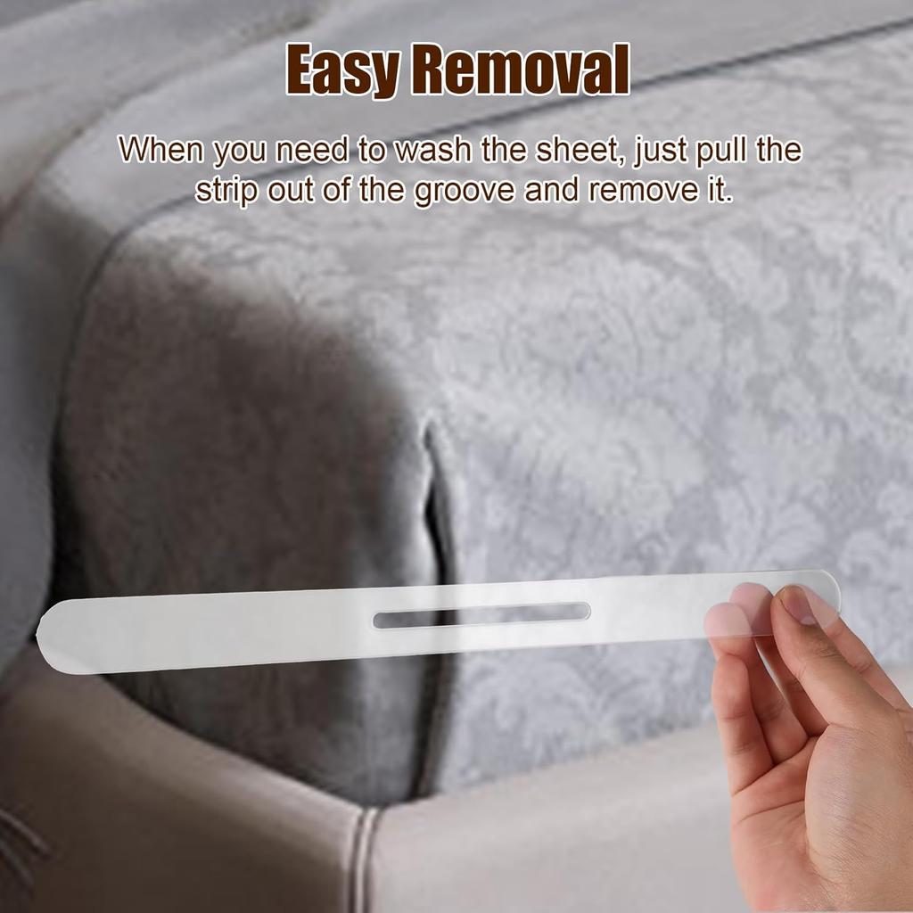 BOXOB 4pcs Replacement Strips for Bedsheet Holder, Transparent Plastic Bedsheet Holder Strips Keep Sheets Firm Tight Bed Sheet Locks Corner Strap