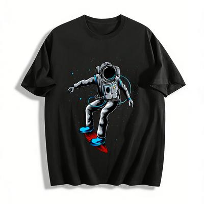 Astronaut Skateboard Print Casual Fashion T-Shirt Pure Cotton T-shirt