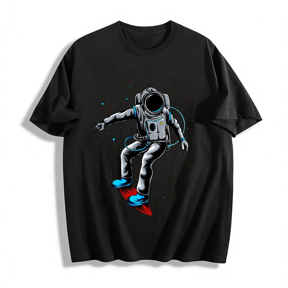 Astronaut Skateboard Print Casual Fashion T-Shirt Pure cotton T-shirt XXS