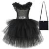 3 Layers Black Wed Costumes for Girls Halloween Party Role Play Outfit School Girl Layered Princess Dresses with Lace Collar