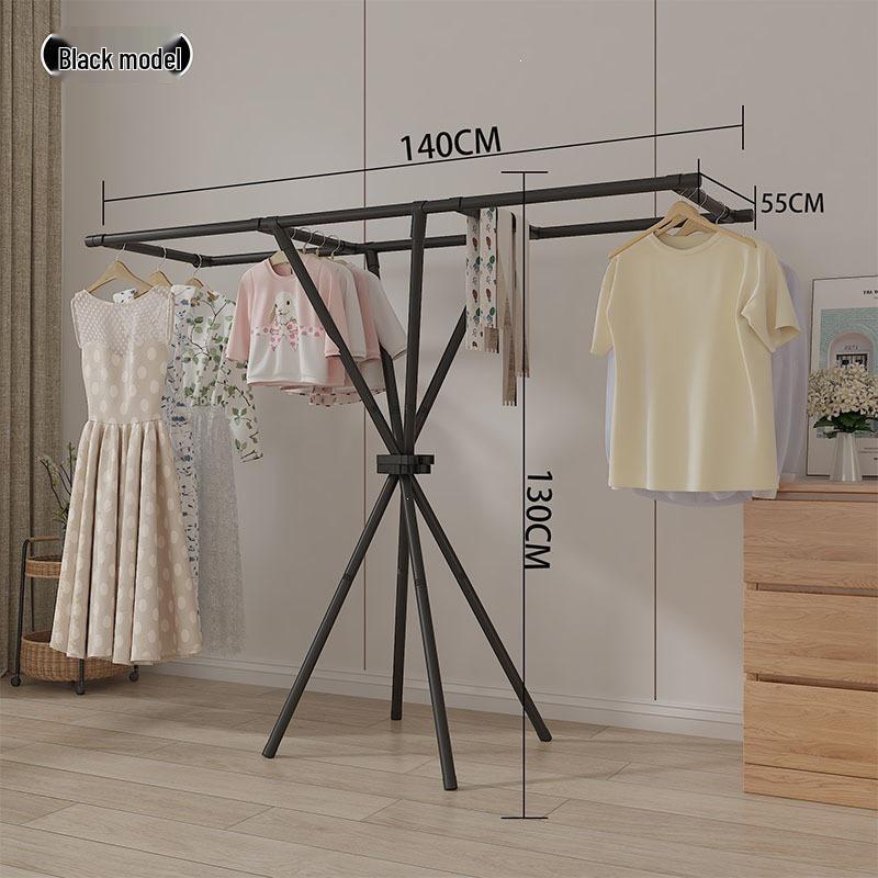2-Second Foldable Telescopic Clothes Rack - Windproof, No-Install Design for Bedroom, Balcony, & Quilts