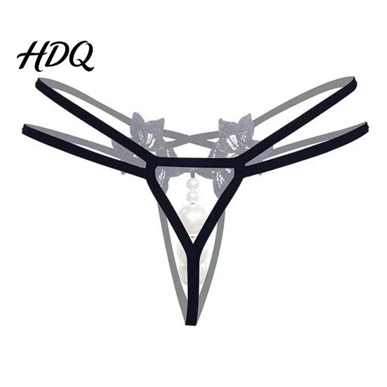 Perizoma Ricamato a Fiore da Donna Sexy Perla Sintetica G-String Perizoma Vita Bassa Floreale Biancheria Intima Erotica con Laccetti Schiena a Y Panty Elastiche Seducenti