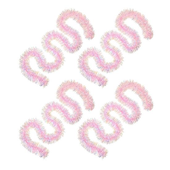 1/2/3/4/5Pcs Christmas Wire Garland Strip Ribbon Pink Theme Shiny Wire Garland Decorative Wire Ribbon Festive Decoration