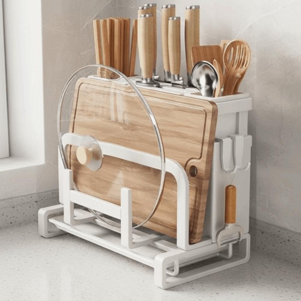 With Drainer Kitchen Storage Rack Wall Mount Chopstick Organization Countertop Organizer Cutting Board Holder Kitchen Countertop