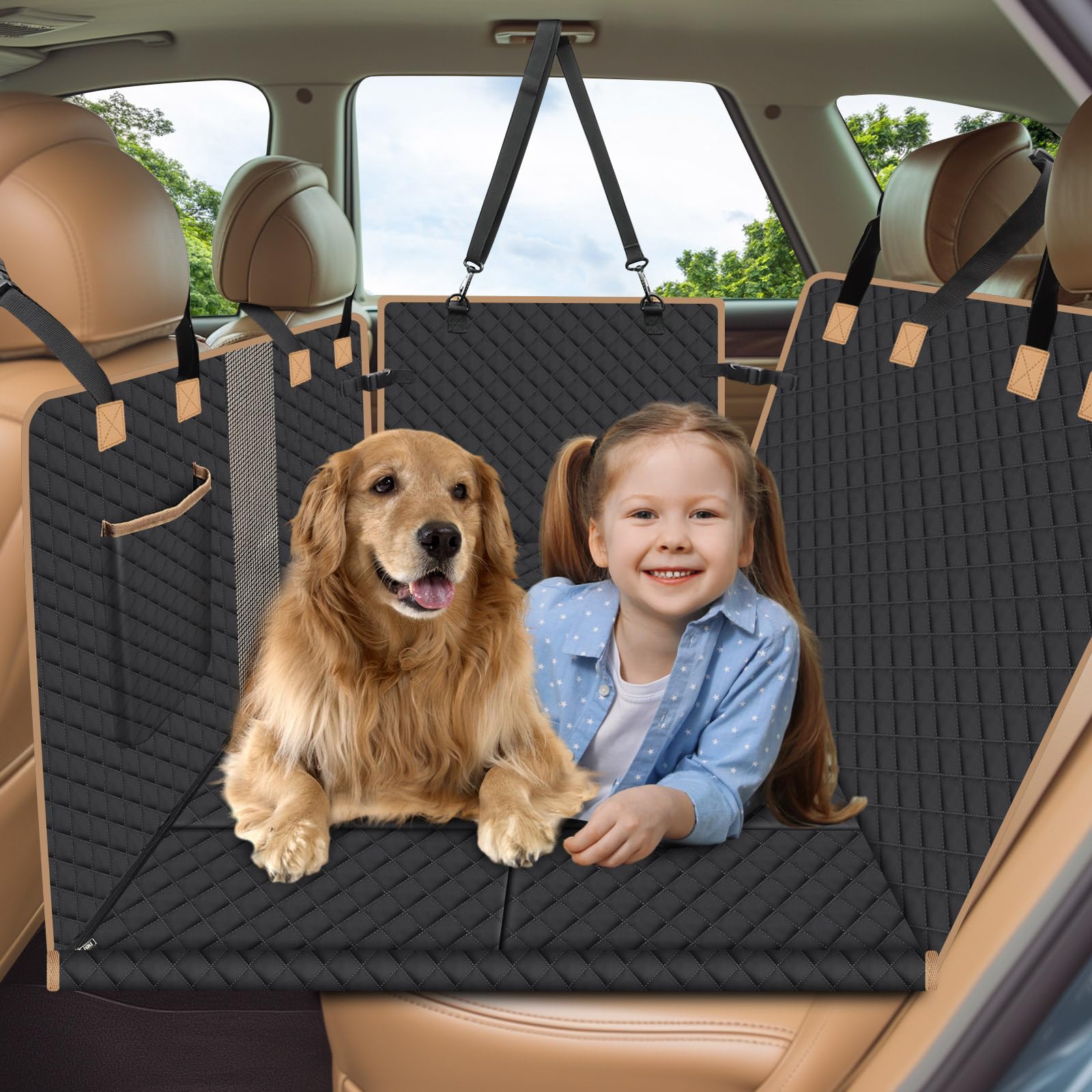 Hardboard Layers Seat Pet Car Seat Cover for Rear Pet Car Box with Visible Mesh Dog Car Seat Rear Compatible with Safety Storage Easy Foldable Fits чёрный