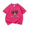 Kids Cotton T Shirt Charming Rainbow Hair Girl Sitting Print Crew Neck Short Sleeve Tee Casual Boys Girls Summer Tops