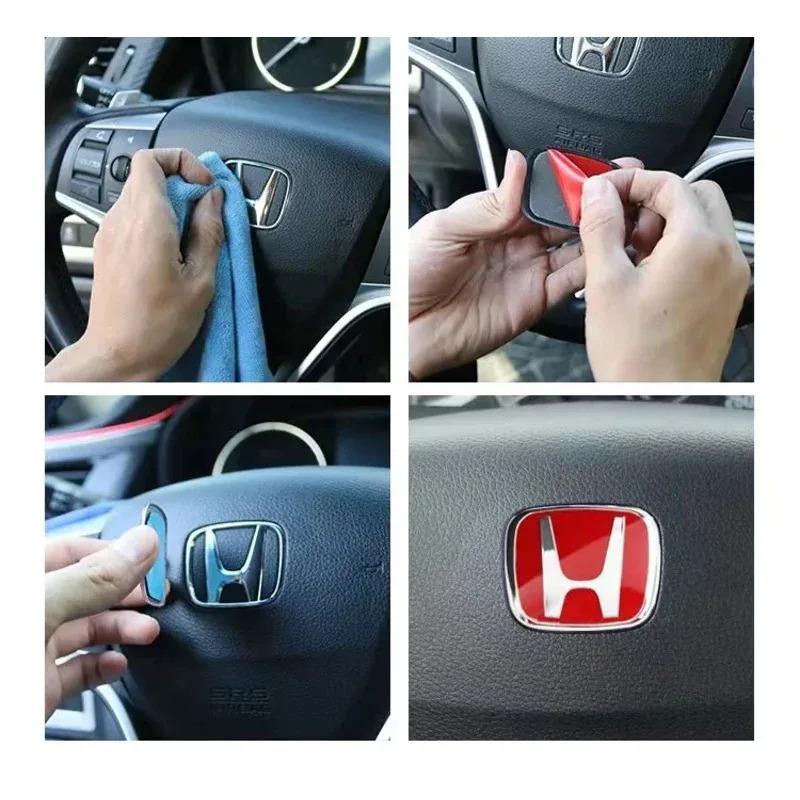 PLXI9 Acrylic Car Steering Wheel Emblem For Honda Civic Accord City CRV Jade Fit Odyssey Hybrid H-Sticker Interior Modification