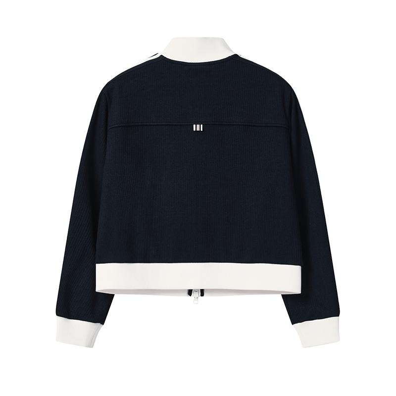 FILA Heritage Fashion Versatile Comfortable Color-Block Loose Knit Jacket Women jackets Legendary-Blue F11W548505FNV