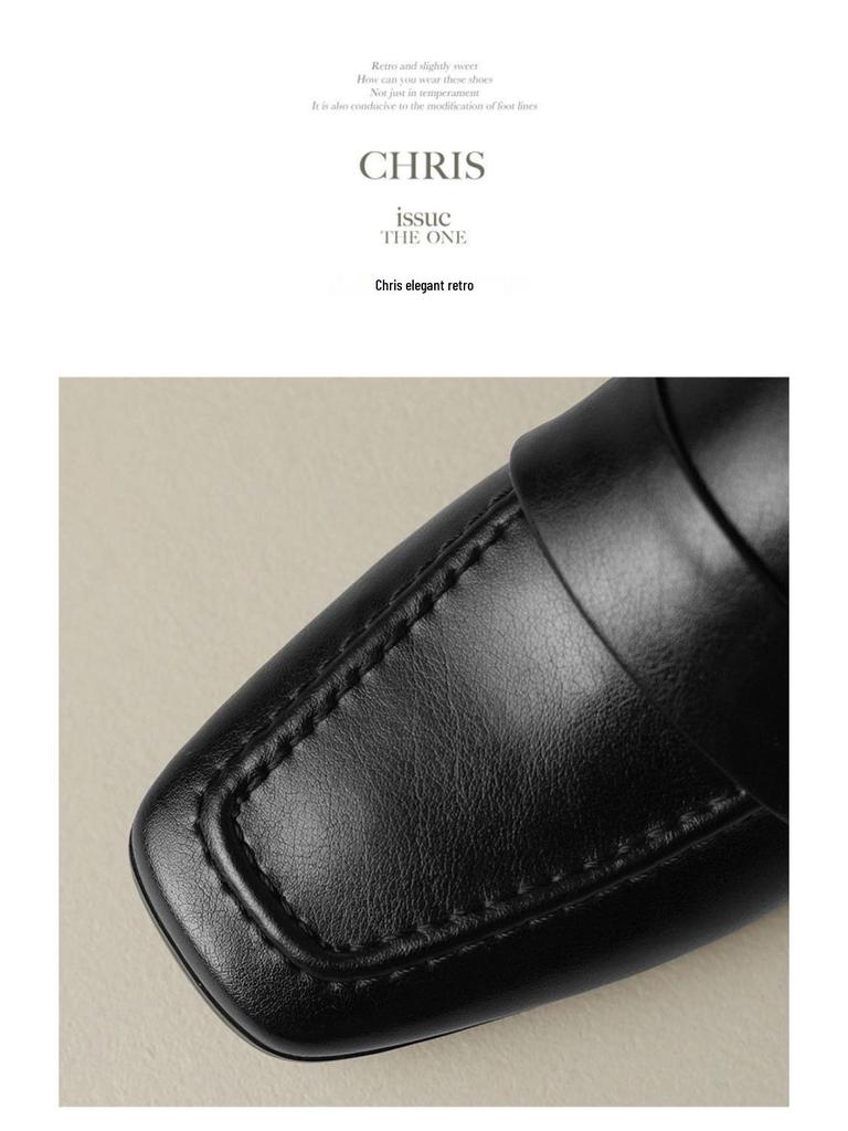 Chunky Heel Women's Mid-Heel Loafers 2025: Stylish British-Style Retro Leather Shoes for Spring & Autumn
