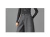 Women's High-Waisted Woolen Wide-Leg Plaid Pants with Velvet Lining for Autumn/Winter – Petite Casual Style.