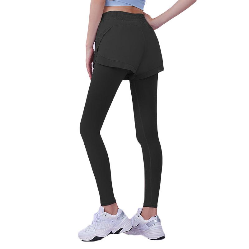 Leggings de yoga falși cu talie înaltă pentru femei, 2 bucăți, pentru fitness, subțire, pentru ridicarea fundului, pantaloni de yoga pentru sport, elastic, îmbrăcăminte strânsă
