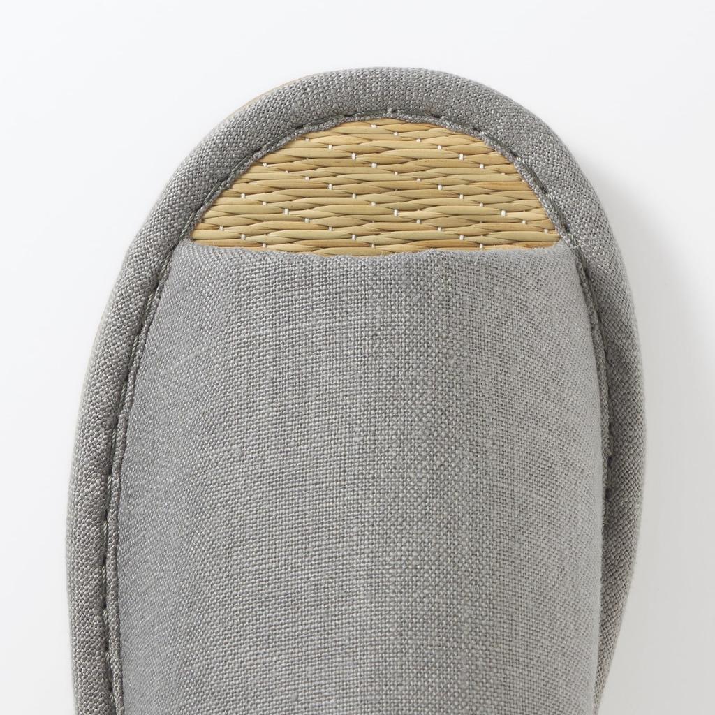 MUJI Igusa Open Size 84774522 Slippers, Front, Gray, 23.5 Cm,