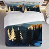 3-Piece Bedding Pillowcase Quilt Cover Set Snow Mountain Forest River Pattern 2D Digital Printing For Bedroom Dormitory Decor