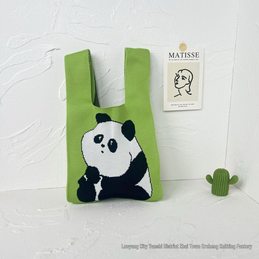 Panda Knit Women's Cross-Border Wrist Tote Handbag