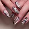 24Pcs Long French Flame False Nails Dark Star Moon Almond Stiletto Ballerina False Nails Press on Nails Fake Nails DIY Manicure