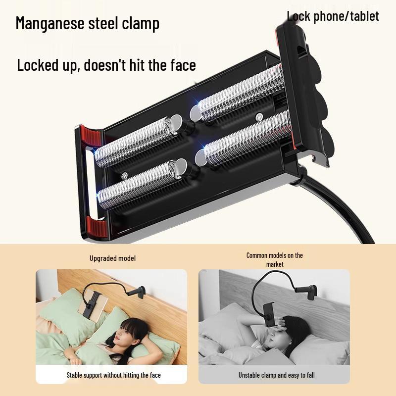 Universal Clip-On Stand for Mobile/Tablets - Perfect for Bedside, Desktop, or Live Streaming Use