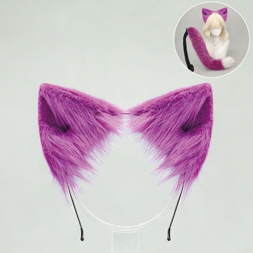 Plüsch-Katzenohren-Haarreif Realistische Tierohren Haarband Neues flauschiges Katzenohren- und Schwanz-Set Haaraccessoires