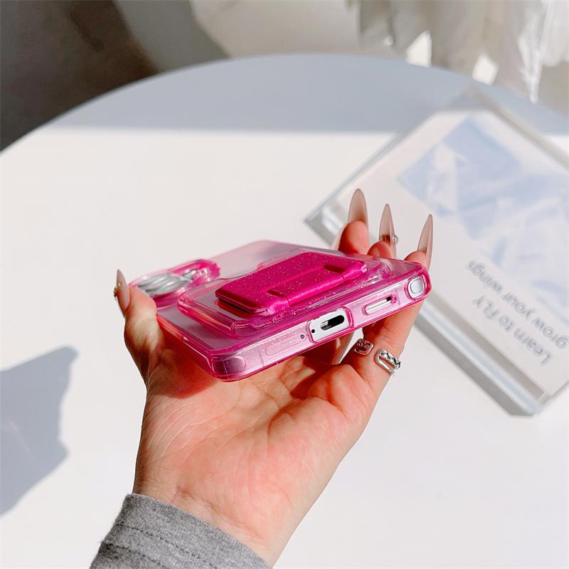 Transparent Glitter Bling Card Holder Wallet Phone Case For Samsung Galaxy S26 S25 S24 S23 Ultra Plus Soft TPU Shockproof Cover