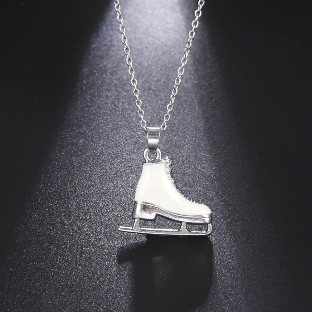 Snake Chain Ice Skate Pendant Sliver Color Figure Skating Pendant Teens Girl