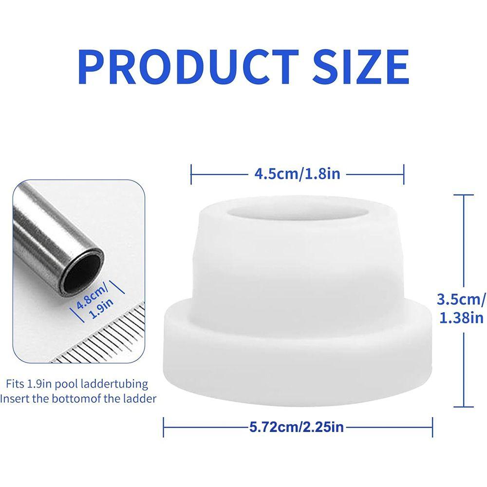 New Rubber Pools Ladder Bumpers Fit 1.9" Standard White Pools Ladder Caps Steps Tubing Inground Pools Ladder