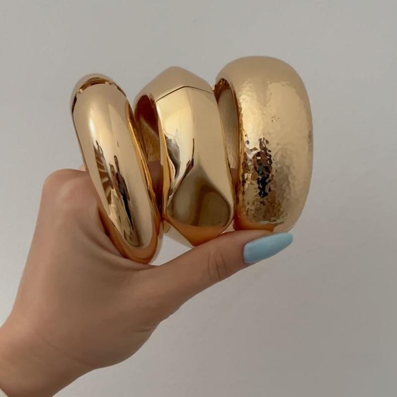 Glossy open bracelet alloy jewelry women's simple wide-sided round bracelet exaggerated style jewelry
