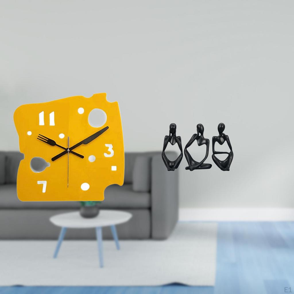 Nordic Minimalist Cheese Clock Desk Quiet Acrylic Wall Hanging for Office Bedroom